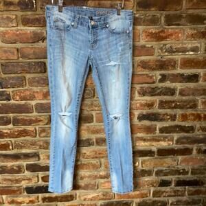 Gap Light Wash Blue Distressed Denim Premium Straight Jeans Women's Size 2